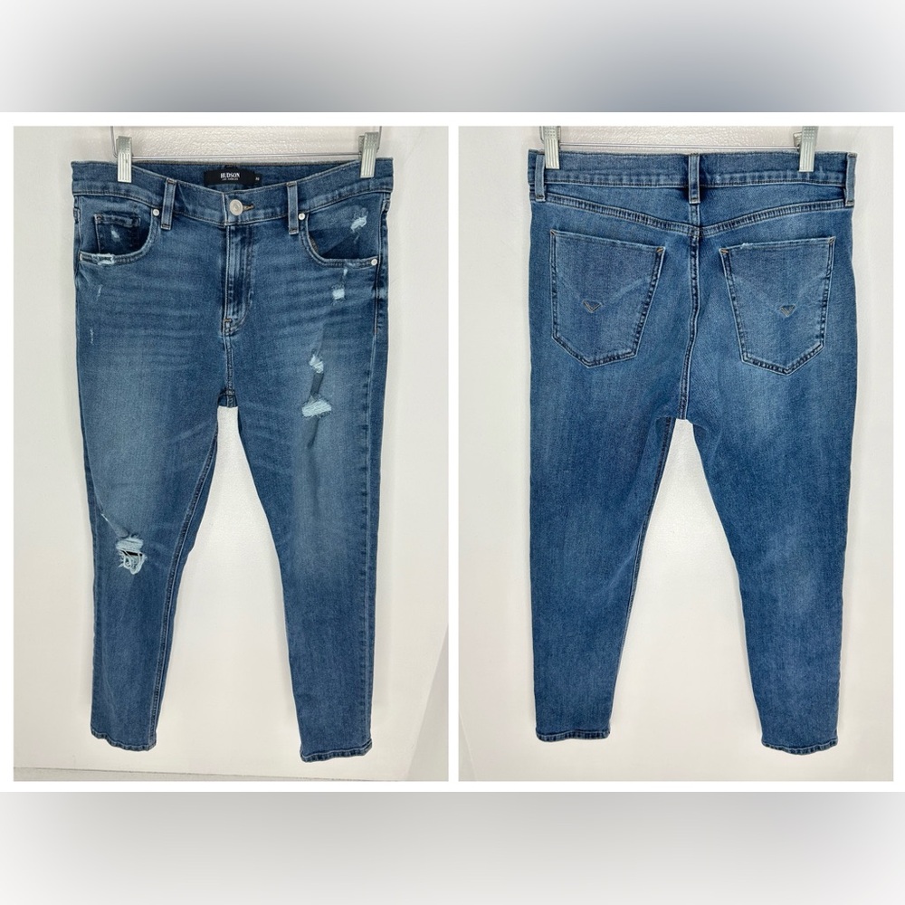 Hudson Lana Boyfriend Jeans Size 30‎ Distressed Denim Stretch Medium Wash 31x28